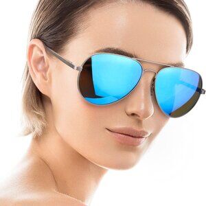 Unisex Aviator Sunglasses Metal Frame Polarized UV400 Protection Classic Style